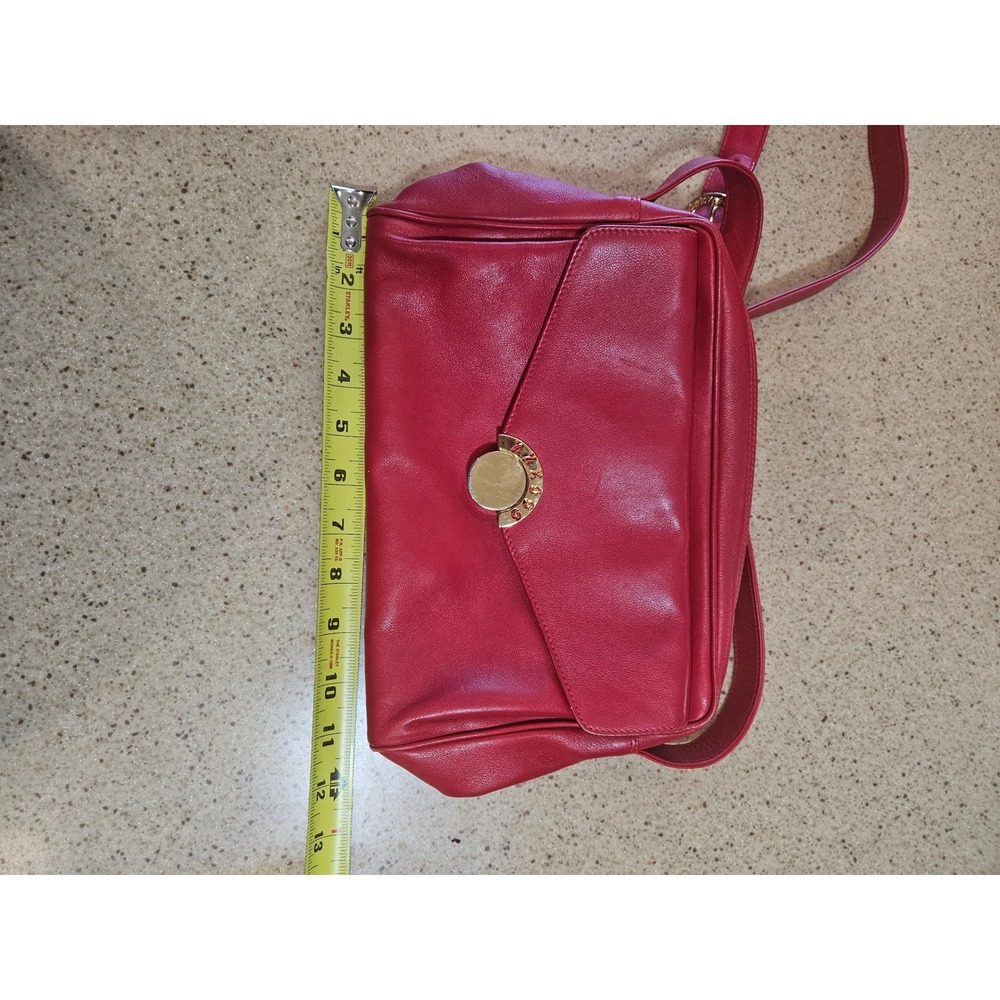 Vintage Paloma Picasso Red Leather Crossbody Bag Gold Hardware Made in Italy - Picture 7 of 10